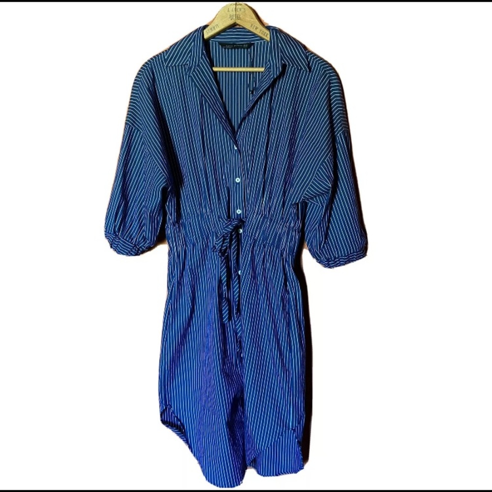 Zara Midi Shirt Dress Woman Size XS Women’s Extra Small Blue Fall Button Up